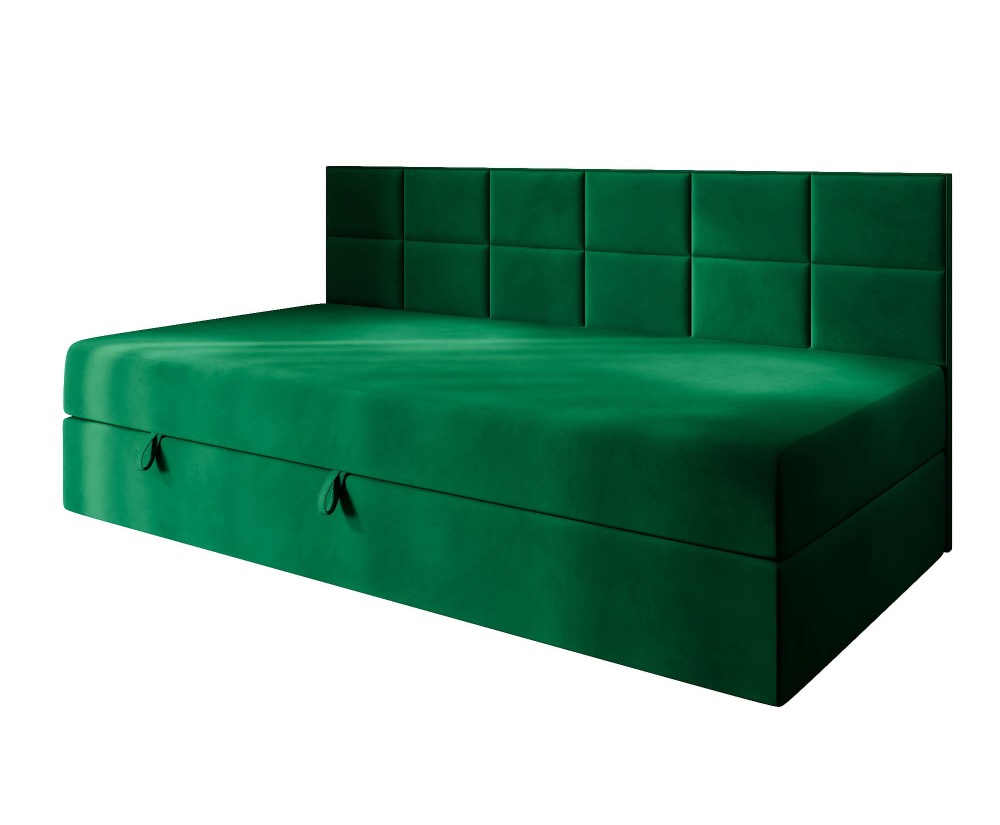 Jugendbett 120x200 cm für Zimmer mit Dachschrägen, Einzelbett mit Bettkasten und niedriger Rückenlehne, MEROO 2M