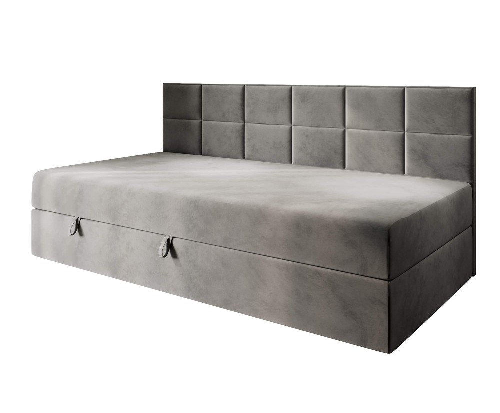 Jugendbett 120x200 cm für Zimmer mit Dachschrägen, Einzelbett mit Bettkasten und niedriger Rückenlehne, MEROO 2M Jugendbett 120x200 cm für Zimmer mit Dachschrägen, Einzelbett mit Bettkasten und niedriger Rückenlehne, MEROO 2M