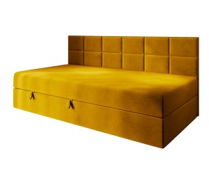 Jugendbett 120x200 cm für Zimmer mit Dachschrägen, Einzelbett mit Bettkasten und niedriger Rückenlehne, MEROO 2M