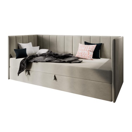 MILENA Polsterbett, Jugendbett, Einzelbett mit Bettkasten, MATRATZE zur Auswahl