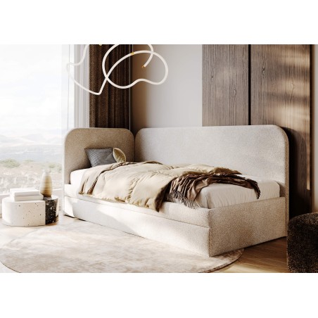 SARA Einzelbett 80x180 cm, Jugendbett, Polsterbett mit Schublade und abgerundeten Seitenteilen