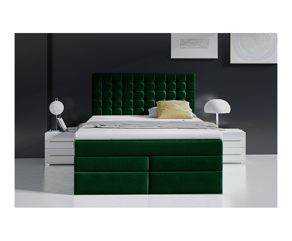 MAGNUS 6BV Boxspringbett, Ehebett mit Bettkasten, vom Fußteil geöffnet