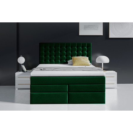 MAGNUS 6BV Boxspringbett, Ehebett mit Bettkasten, vom Fußteil geöffnet