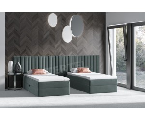 KLAUDIA 1M Set mit zwei Hotelbetten 80x200 cm mit Bettkasten, Matratze mit Anti-Rutsch-Stoff