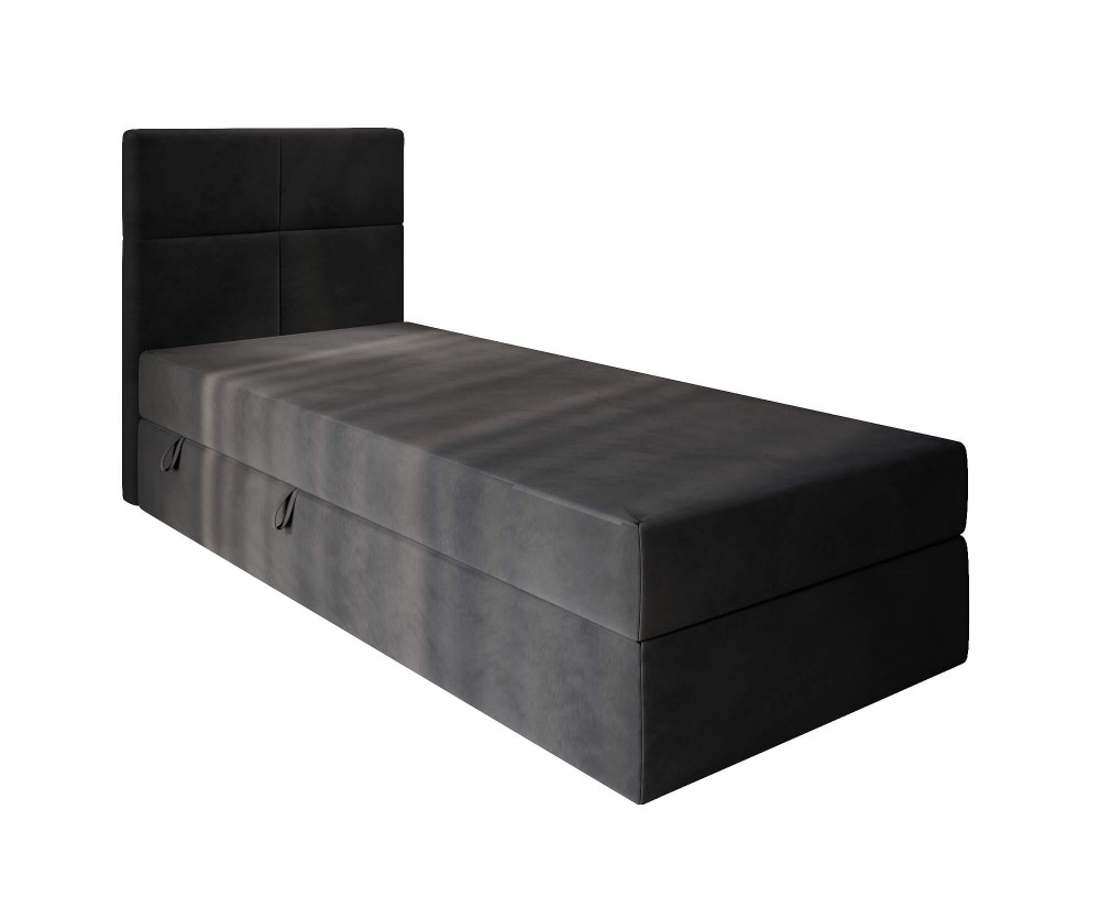 Kontinentalbett 100x200 cm, Hotelbett, Einzelbett mit Bettkasten, BONELL-Matratze, QUATTRO