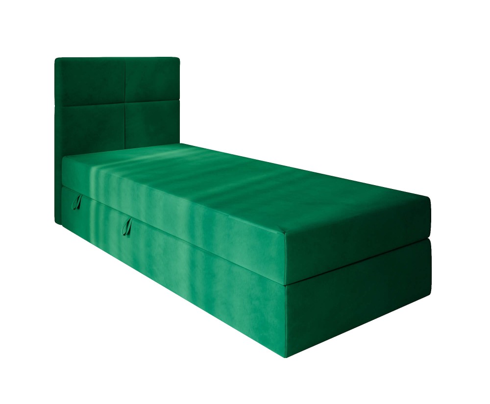 Kontinentalbett 100x200 cm, Hotelbett, Einzelbett mit Bettkasten, BONELL-Matratze, QUATTRO