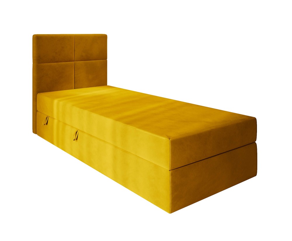Kontinentalbett 100x200 cm, Hotelbett, Einzelbett mit Bettkasten, BONELL-Matratze, QUATTRO
