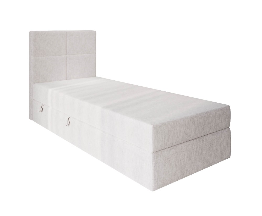 Kontinentalbett 100x200 cm, Hotelbett, Einzelbett mit Bettkasten, BONELL-Matratze, QUATTRO