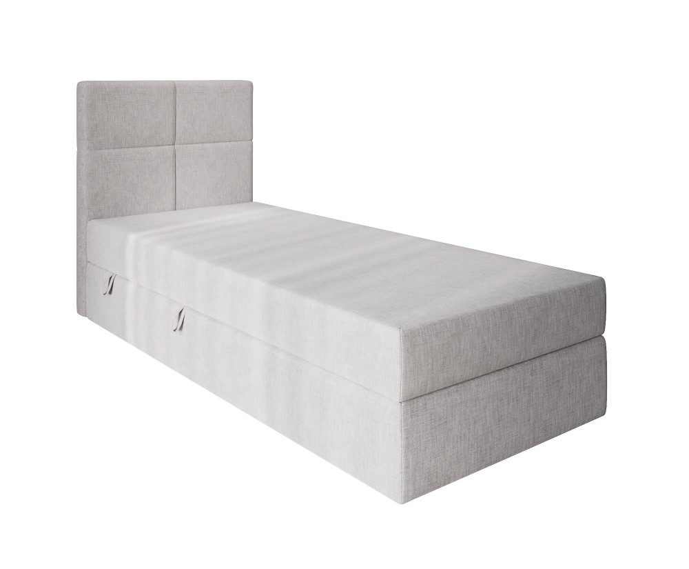 Kontinentalbett 100x200 cm, Hotelbett, Einzelbett mit Bettkasten, BONELL-Matratze, QUATTRO