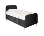 Jugendbett 80x200 cm, Polsterbett, Einzelbett mit Bettkasten, Kopfteil und Fußteil, HAGE 3R