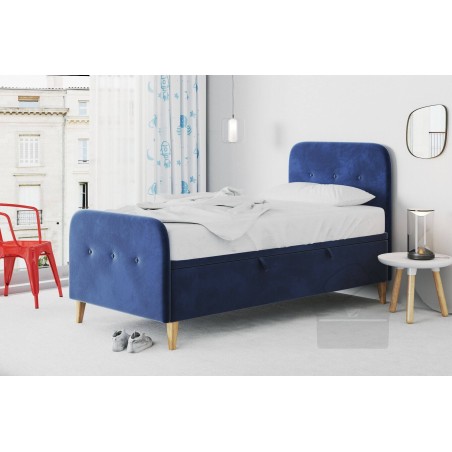 HAGE 3R Jugendbett 80x200 cm, Polsterbett, Einzelbett mit Bettkasten, Kopfteil und Fußteil