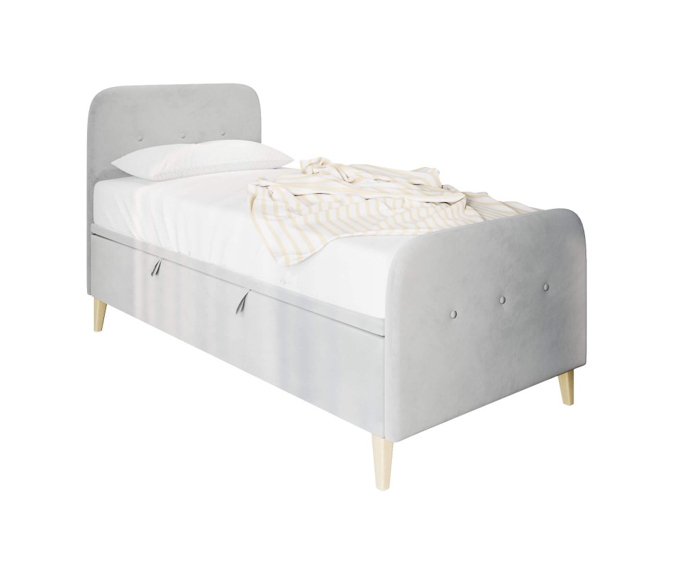 HAGE 3R Polsterbett 90x200 cm, Jugendbett, Einzelbett mit Bettkasten, Kopfteil und Fußteil