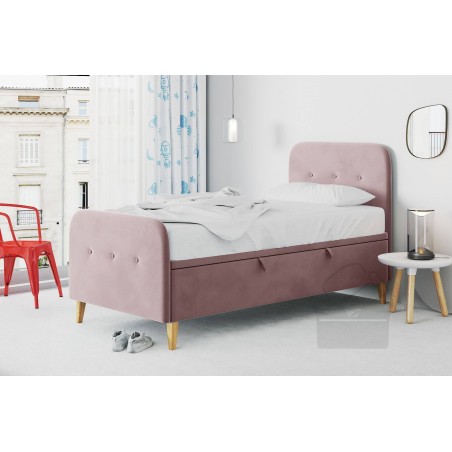 HAGE 3R Polsterbett 90x200 cm, Jugendbett, Einzelbett mit Bettkasten, Kopfteil und Fußteil