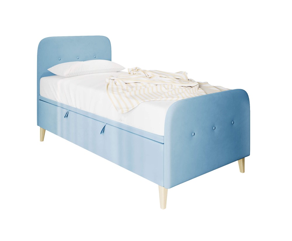 Singlebett 100x200 cm, Polsterbett, Einzelbett mit Bettkasten, Kopfteil und Fußteil, HAGE 3R Singlebett 100x200 cm, Polsterbett, Einzelbett mit Bettkasten, Kopfteil und Fußteil, HAGE 3R