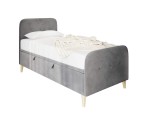 Singlebett 100x200 cm, Polsterbett, Einzelbett mit Bettkasten, Kopfteil und Fußteil, HAGE 3R