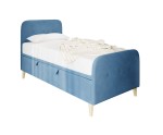 Singlebett 100x200 cm, Polsterbett, Einzelbett mit Bettkasten, Kopfteil und Fußteil, HAGE 3R