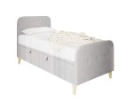 Einzelbett 120x200 cm, Jugendbett, Polsterbett mit Bettkasten, Kopfteil und Fußteil, HAGE 3R