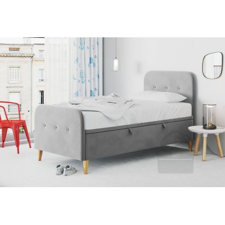 HAGE 3R Einzelbett 120x200 cm, Jugendbett, Polsterbett mit Bettkasten, Kopfteil und Fußteil