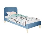 Jugendbett 80x200 cm, Einzelbett, Hotelbett, Kopfteil mit Knopfsteppung, hölzerne Füße, HAGE 1N Jugendbett 80x200 cm, Einzelbett, Hotelbett, Kopfteil mit Knopfsteppung, hölzerne Füße, HAGE 1N