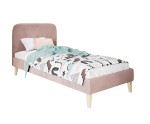 Hotelbett 100x200 cm, Einzelbett, Polsterbett, Kopfteil mit Knopfsteppung, hölzerne Füße, HAGE 1N