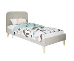 Hotelbett 100x200 cm, Einzelbett, Polsterbett, Kopfteil mit Knopfsteppung, hölzerne Füße, HAGE 1N
