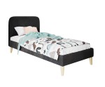 Hotelbett 100x200 cm, Einzelbett, Polsterbett, Kopfteil mit Knopfsteppung, hölzerne Füße, HAGE 1N