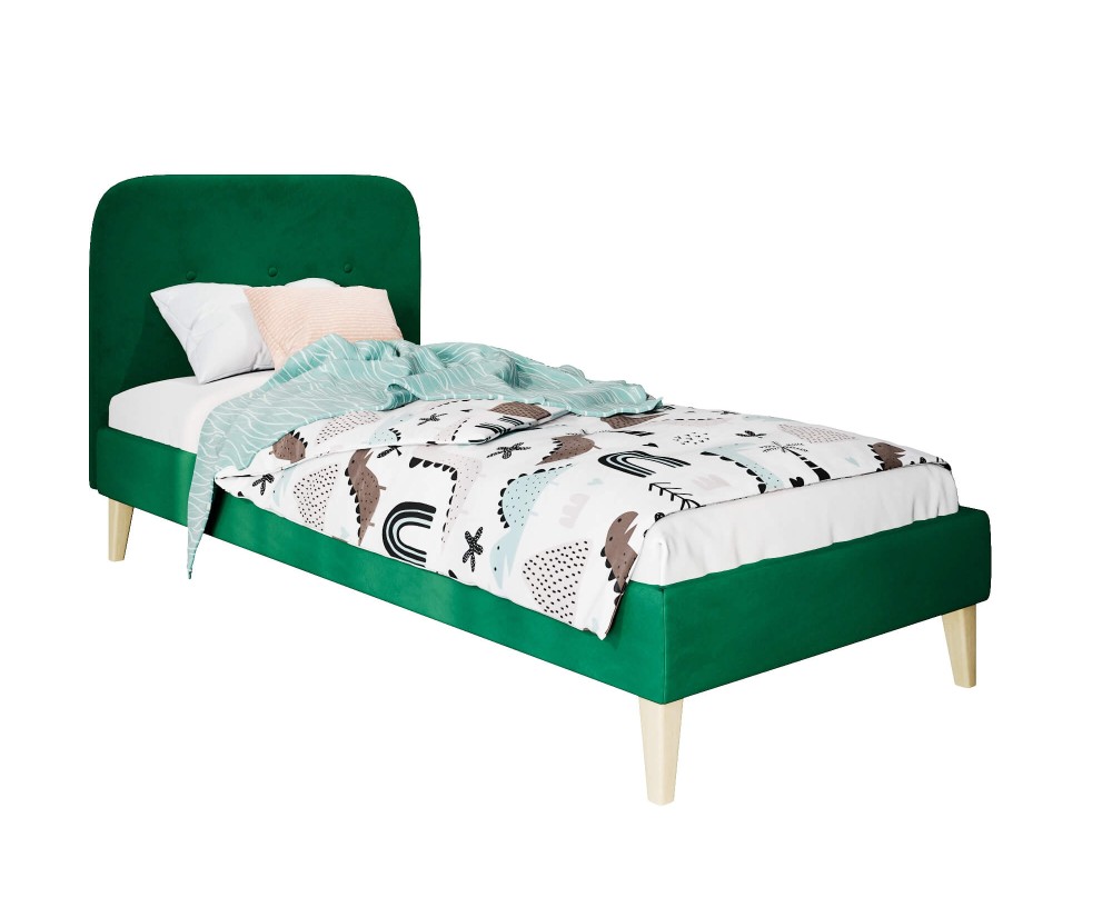 Hotelbett 100x200 cm, Einzelbett, Polsterbett, Kopfteil mit Knopfsteppung, hölzerne Füße, HAGE 1N Hotelbett 100x200 cm, Einzelbett, Polsterbett, Kopfteil mit Knopfsteppung, hölzerne Füße, HAGE 1N