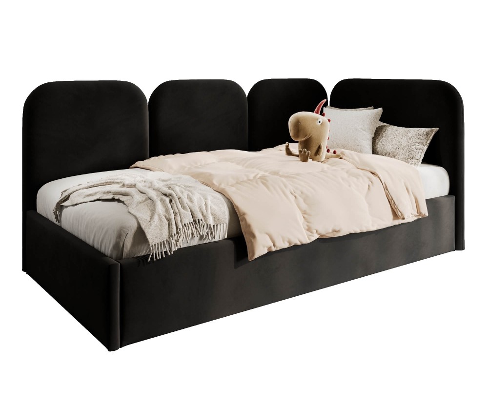 Einzelbett 90x200 cm mit weichen Seitenteilen und Bettkasten, MARGO SM 02
