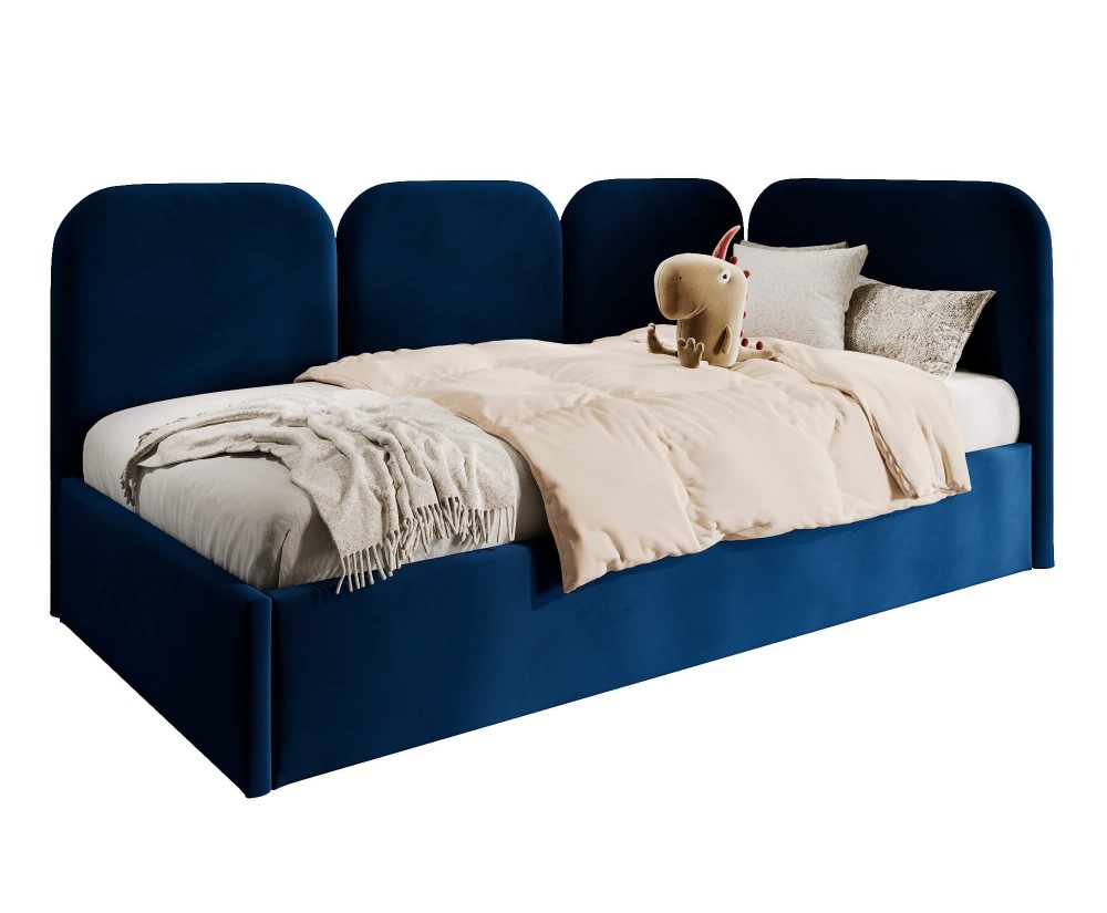 Einzelbett 90x200 cm mit weichen Seitenteilen und Bettkasten, MARGO SM 02