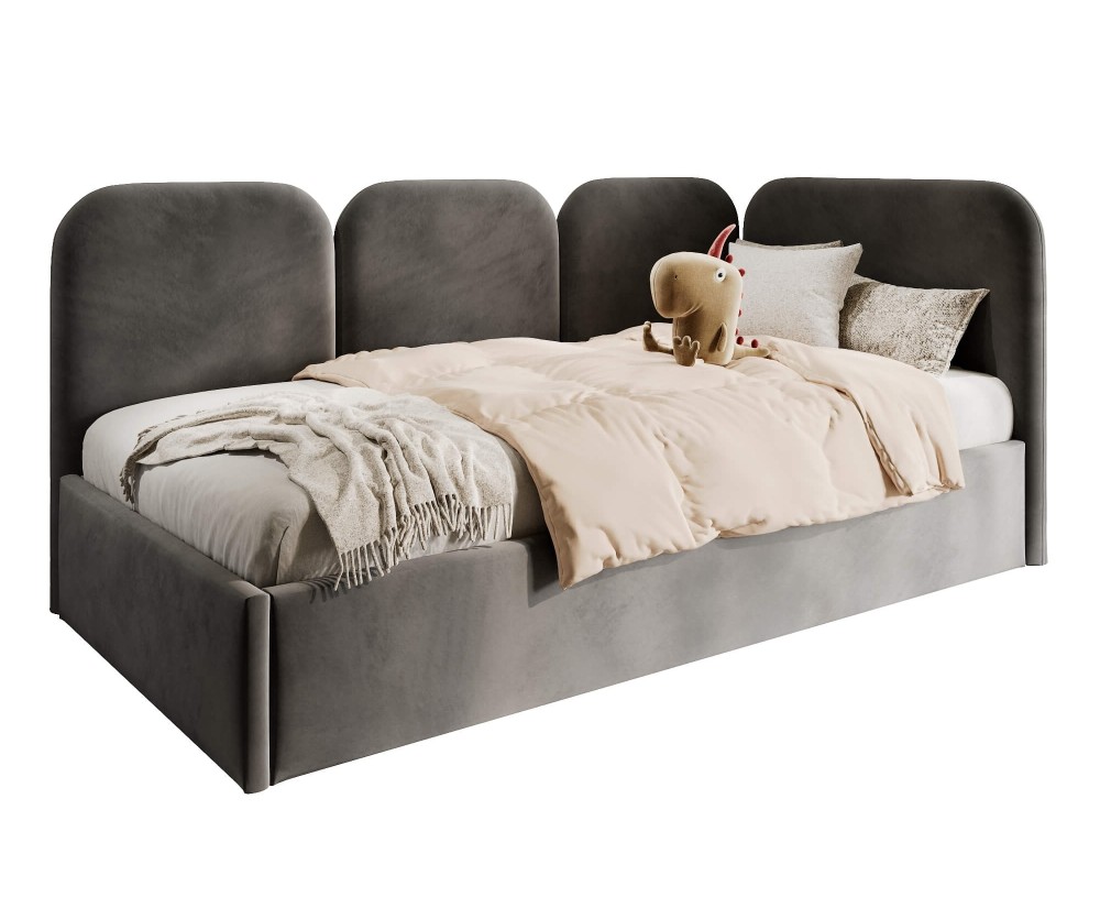 Einzelbett 90x200 cm mit weichen Seitenteilen und Bettkasten, MARGO SM 02