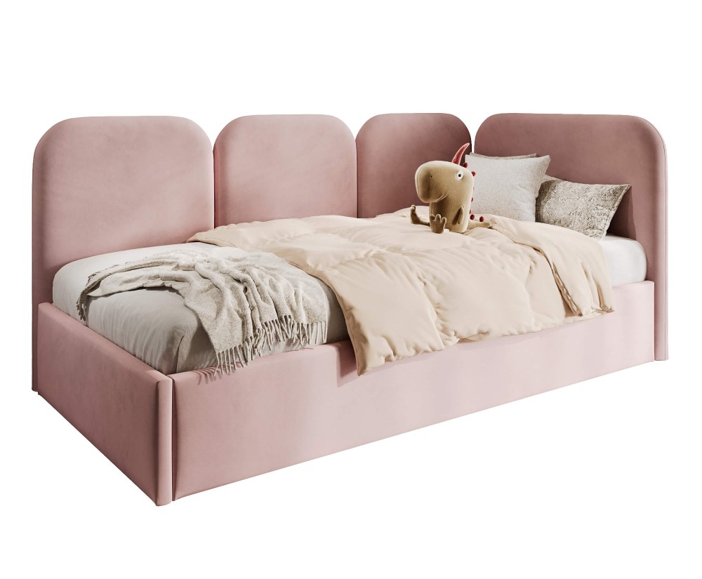 Eckbett 100x200 cm mit weichen Seitenteilen und Bettkasten, MARGO SM 02