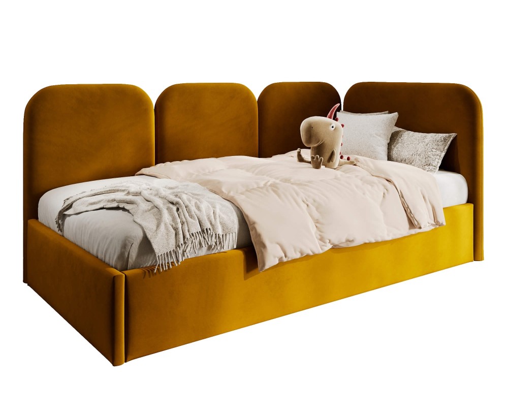 Eckbett 100x200 cm mit weichen Seitenteilen und Bettkasten, MARGO SM 02
