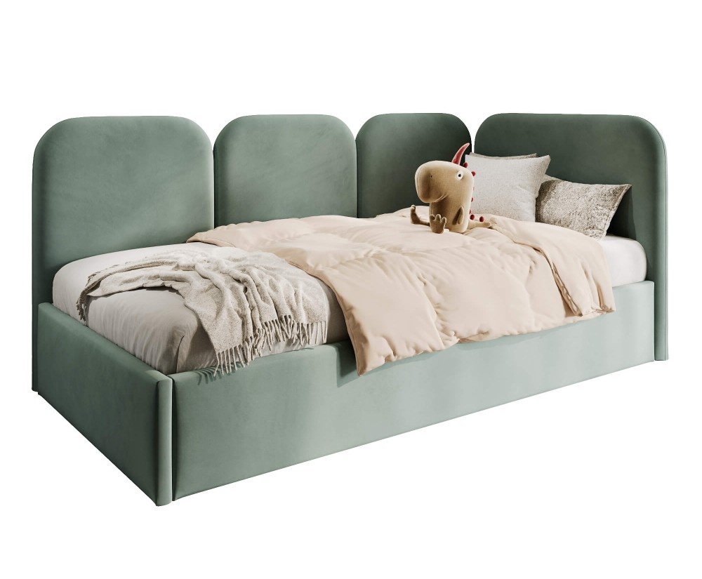 Polsterbett 120x200 cm mit weichen Seitenteilen und Bettkasten, MARGO SM 02