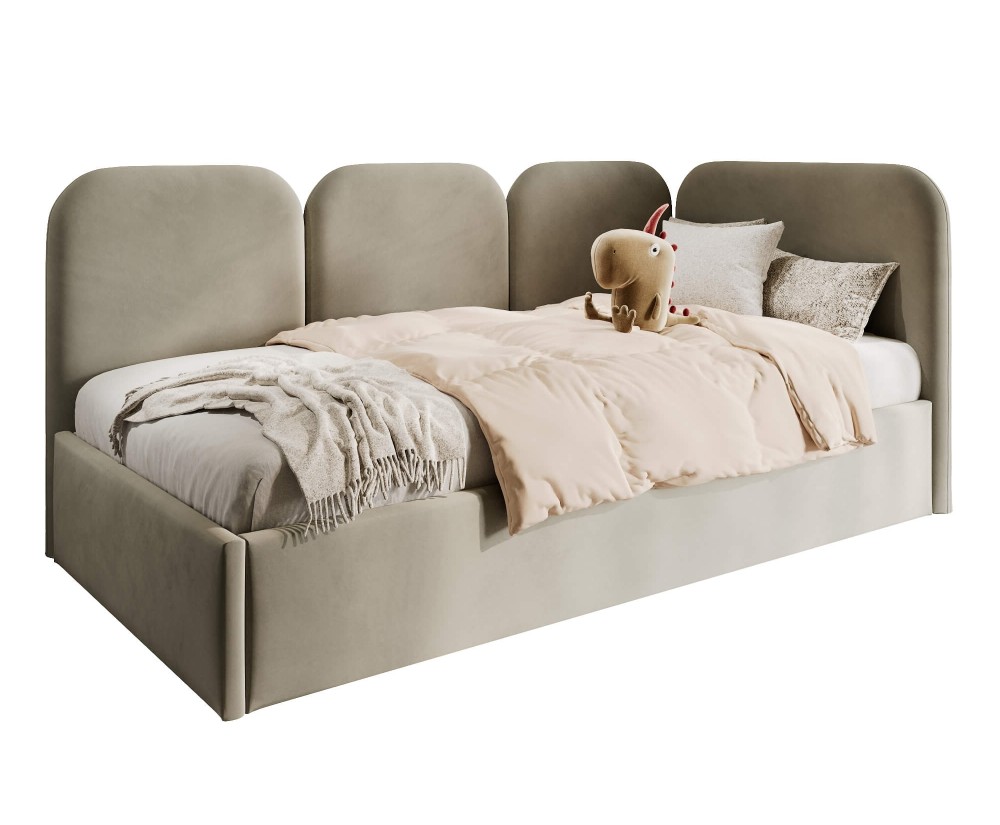 Polsterbett 120x200 cm mit weichen Seitenteilen und Bettkasten, MARGO SM 02