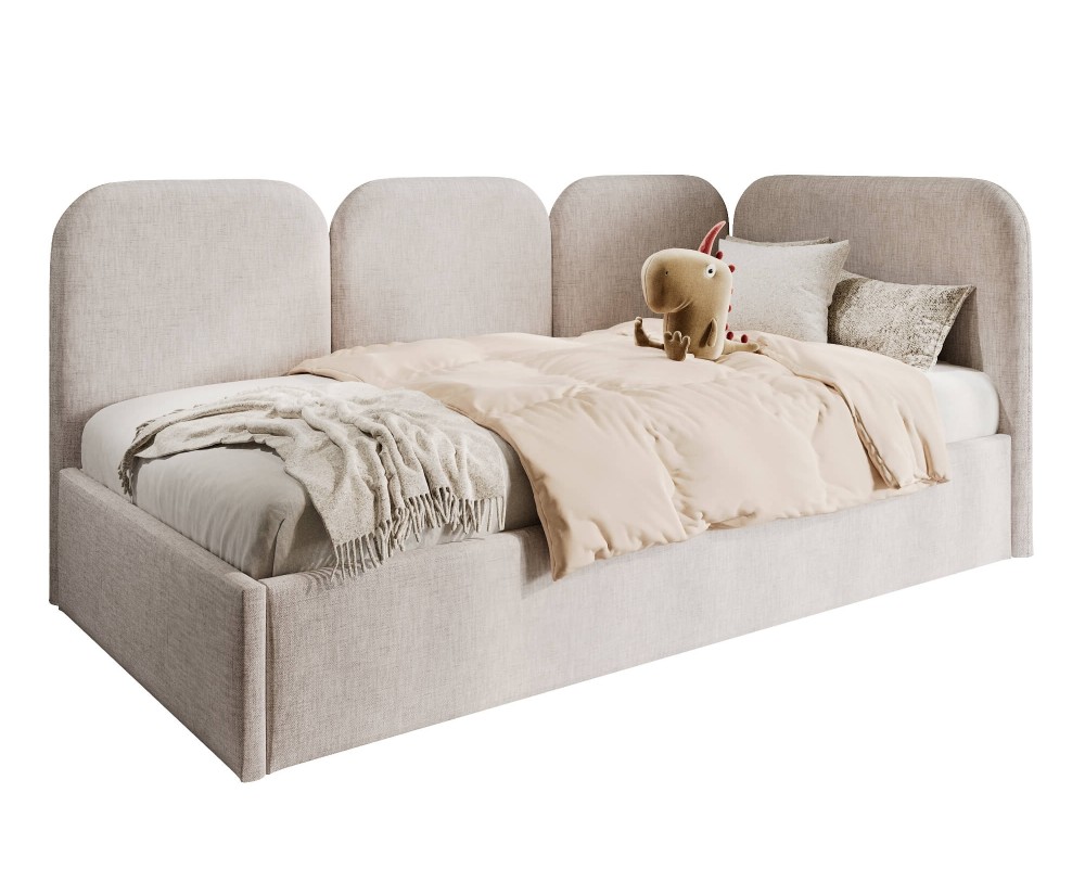 Polsterbett 120x200 cm mit weichen Seitenteilen und Bettkasten, MARGO SM 02