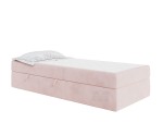 Hotelbett 90x200 cm, Einzelbett mit Bettkasten und BONELL-Matratze, weißer Anti-Rutsch-Stoff, KLAUDIA 1M Hotelbett 90x200 cm, Einzelbett mit Bettkasten und BONELL-Matratze, weißer Anti-Rutsch-Stoff, KLAUDIA 1M