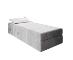 Hotelbett 90x200 cm, Einzelbett mit Bettkasten und BONELL-Matratze, weißer Anti-Rutsch-Stoff, KLAUDIA 1M Hotelbett 90x200 cm, Einzelbett mit Bettkasten und BONELL-Matratze, weißer Anti-Rutsch-Stoff, KLAUDIA 1M