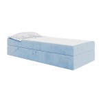 Bett 100x200 cm für Dachschräge, Einzelbett mit Bettkasten und BONELL-Matratze, weißer Anti-Rutsch-Stoff, KLAUDIA 1M Bett 100x200 cm für Dachschräge, Einzelbett mit Bettkasten und BONELL-Matratze, weißer Anti-Rutsch-Stoff, KLAUDIA 1M
