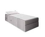Bett 100x200 cm für Dachschräge, Einzelbett mit Bettkasten und BONELL-Matratze, weißer Anti-Rutsch-Stoff, KLAUDIA 1M Bett 100x200 cm für Dachschräge, Einzelbett mit Bettkasten und BONELL-Matratze, weißer Anti-Rutsch-Stoff, KLAUDIA 1M