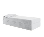 Hotelbett 120x200 cm, Einzelbett mit Bettkasten und BONELL-Matratze, weißer Anti-Rutsch-Stoff, KLAUDIA 1M