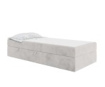 Hotelbett 120x200 cm, Einzelbett mit Bettkasten und BONELL-Matratze, weißer Anti-Rutsch-Stoff, KLAUDIA 1M Hotelbett 120x200 cm, Einzelbett mit Bettkasten und BONELL-Matratze, weißer Anti-Rutsch-Stoff, KLAUDIA 1M