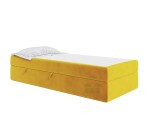 Hotelbett 120x200 cm, Einzelbett mit Bettkasten und BONELL-Matratze, weißer Anti-Rutsch-Stoff, KLAUDIA 1M Hotelbett 120x200 cm, Einzelbett mit Bettkasten und BONELL-Matratze, weißer Anti-Rutsch-Stoff, KLAUDIA 1M