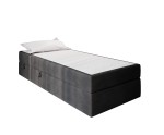 Hotelbett 120x200 cm, Einzelbett mit Bettkasten und BONELL-Matratze, weißer Anti-Rutsch-Stoff, KLAUDIA 1M