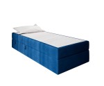 Hotelbett 120x200 cm, Einzelbett mit Bettkasten und BONELL-Matratze, weißer Anti-Rutsch-Stoff, KLAUDIA 1M