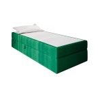 Hotelbett 120x200 cm, Einzelbett mit Bettkasten und BONELL-Matratze, weißer Anti-Rutsch-Stoff, KLAUDIA 1M