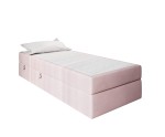 Hotelbett 120x200 cm, Einzelbett mit Bettkasten und BONELL-Matratze, weißer Anti-Rutsch-Stoff, KLAUDIA 1M