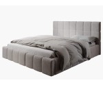 Polsterbett 180x200 cm mit elegantem Kopfteil und Bettkasten, Lattenrost mit Metallrahmen, IMPERIA S16