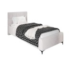 Polsterbett 80x200 cm, Jugendbett mit Kopfteil, Bettkasten und Lattenrost mit Metallrahmen, IMPERIA S14