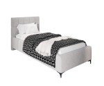 Polsterbett 80x200 cm, Jugendbett mit Kopfteil, Bettkasten und Lattenrost mit Metallrahmen, IMPERIA S14