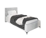 Jugendbett 90x200 cm mit gepolstertem Kopfteil, Lattenrost und Stauraum, Polsterbett IMPERIA S14